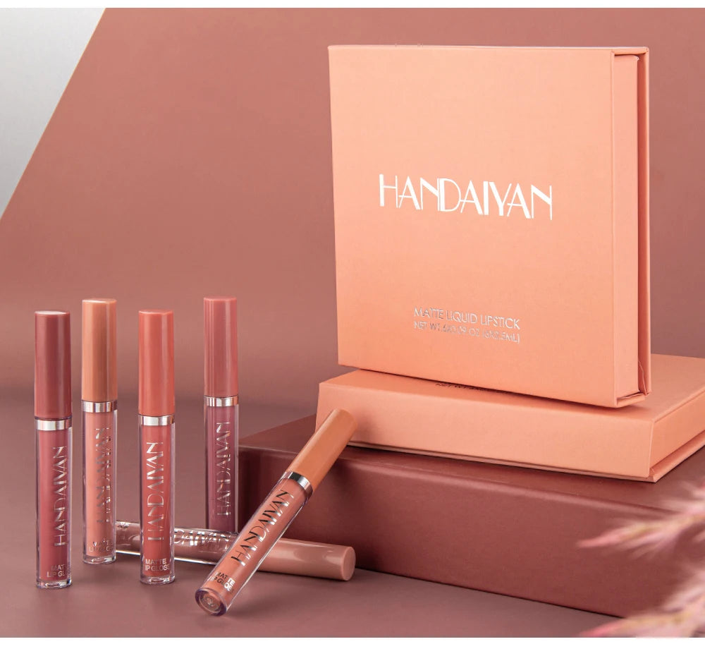 Handaiyan Non-Stick Liquid Lipstick – Long-Lasting Matte Finish, Waterproof & Vegan Lip Gloss