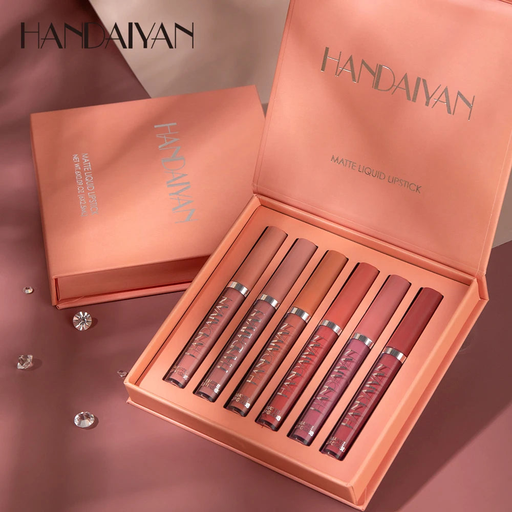 Handaiyan Non-Stick Liquid Lipstick – Long-Lasting Matte Finish, Waterproof & Vegan Lip Gloss