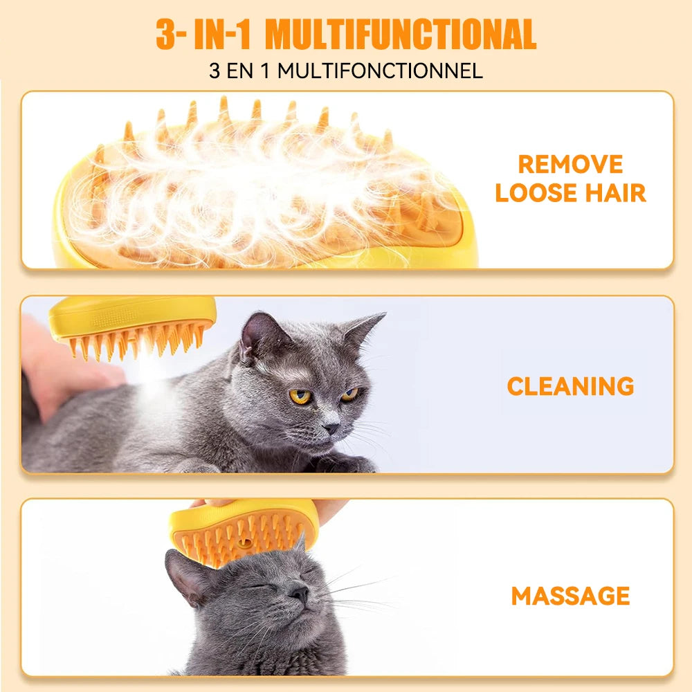 Steamy Brush for Pet Cat , Dog Grooming Hair